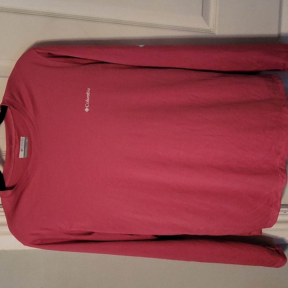 Pink Columbia Logo Long Sleeve Performance Shirt.